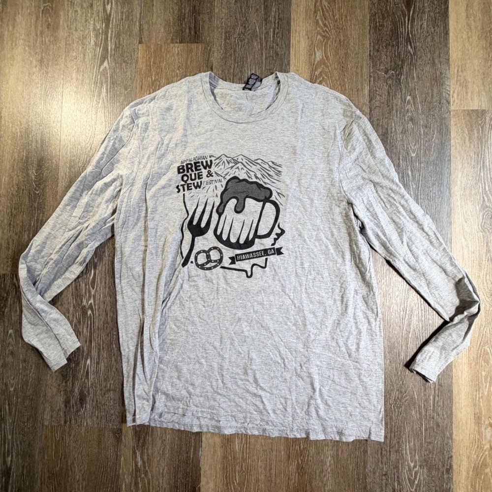 District Graphic Tee Mens 3XL Gray Appalachian Brew Que & Stew Festival LS